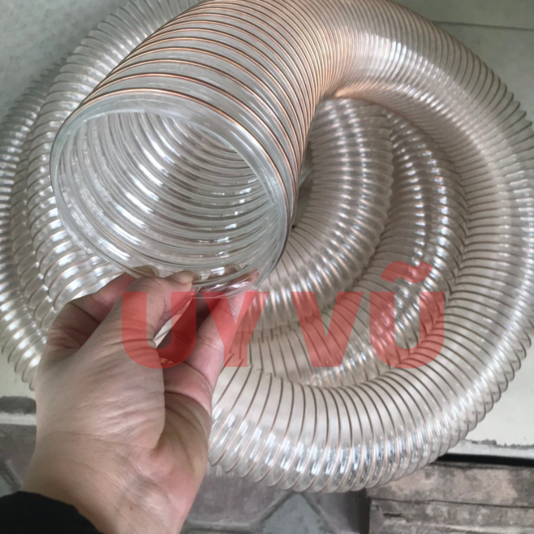 Ống hút bụi PU lõi đồng phi 90mm chống tĩnh điện lắp trong hệ thống hút bụi nhà xưởng