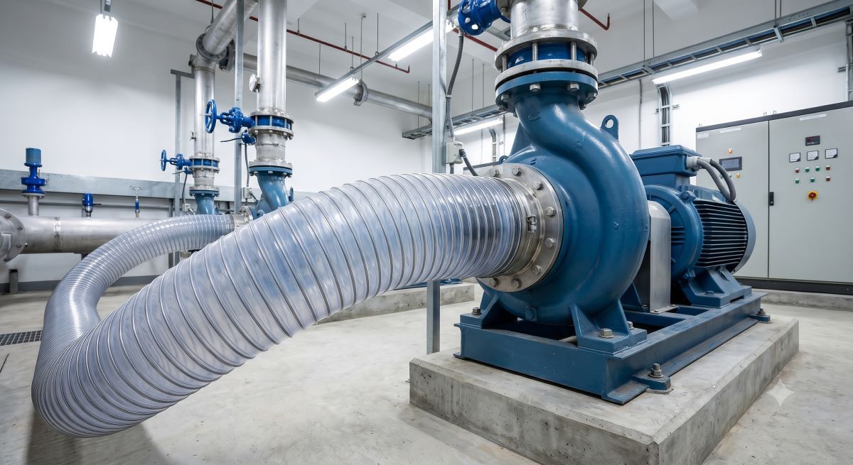 Hệ thống trạm bơm công nghiệp sử dụng ống nhựa PVC lõi thép xoắn chống tụt áp